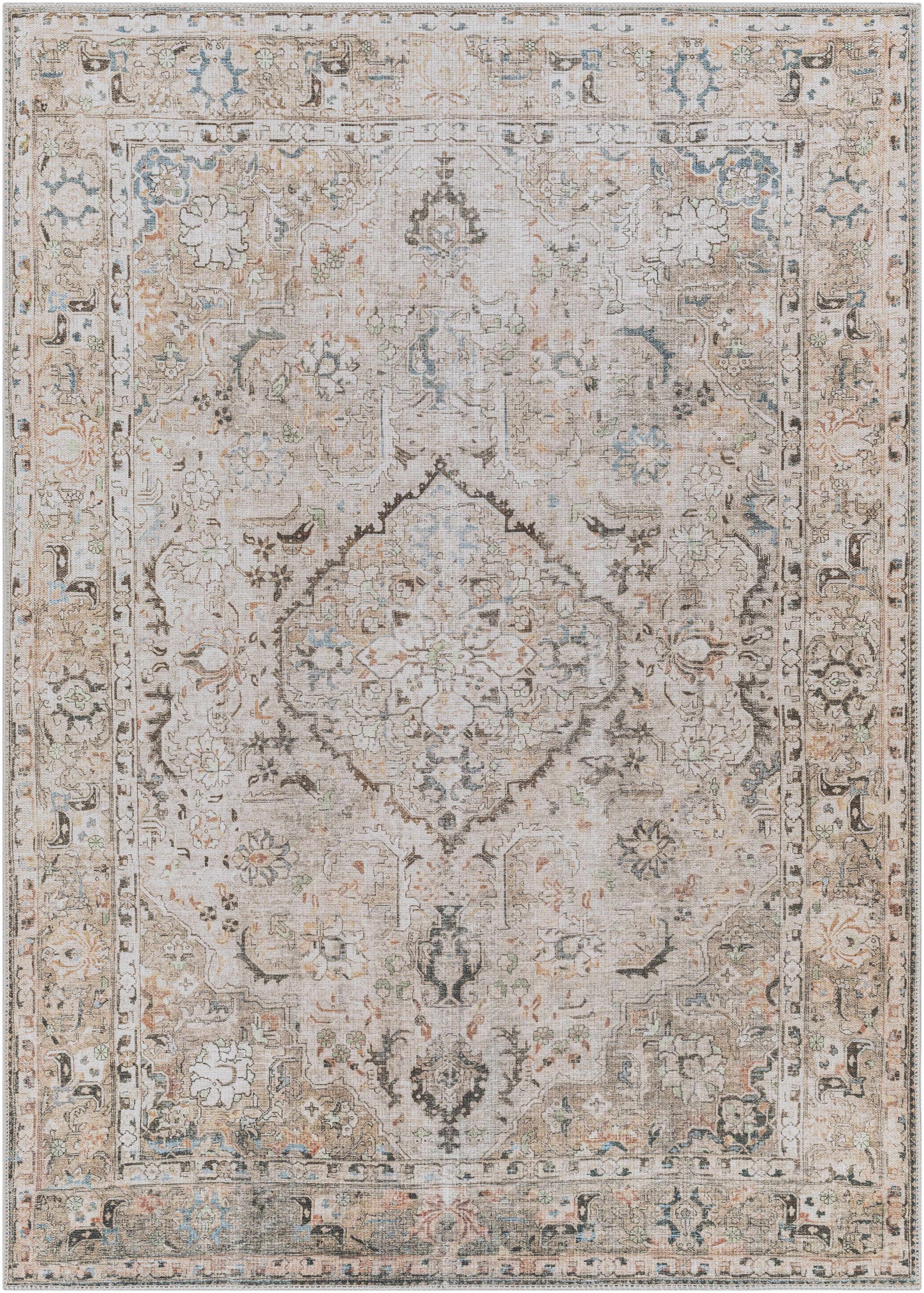 Brown Standon Vintage Washable Area Rug - Ornate Home