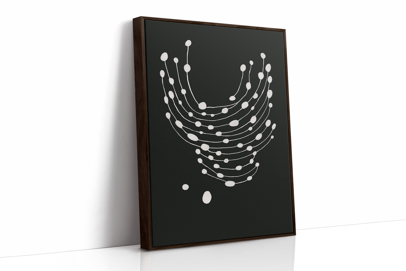 Minimalist Abstract White Dots on Black Canvas