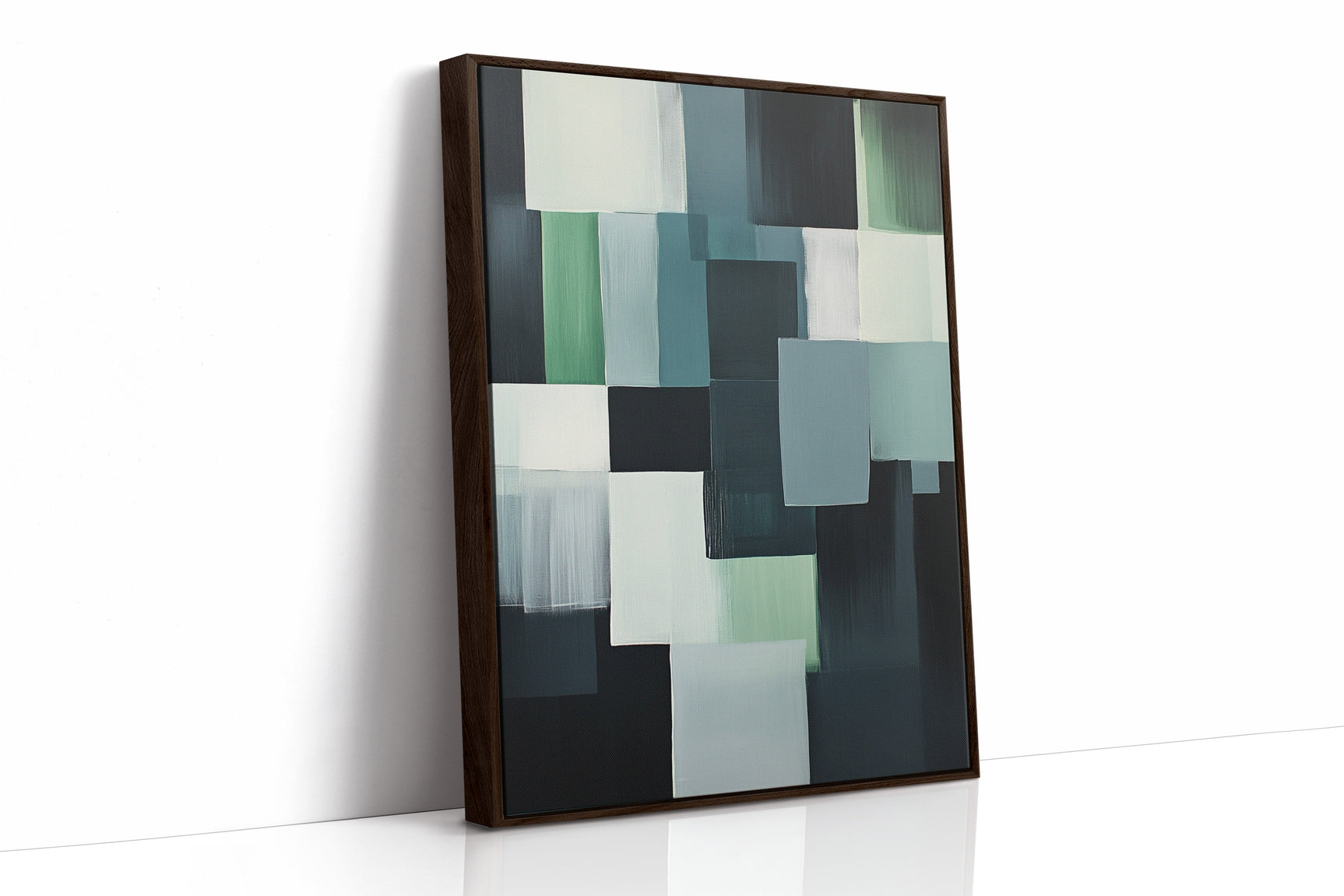 Forest Fade – Geometric Brushstroke Abstract Art Print