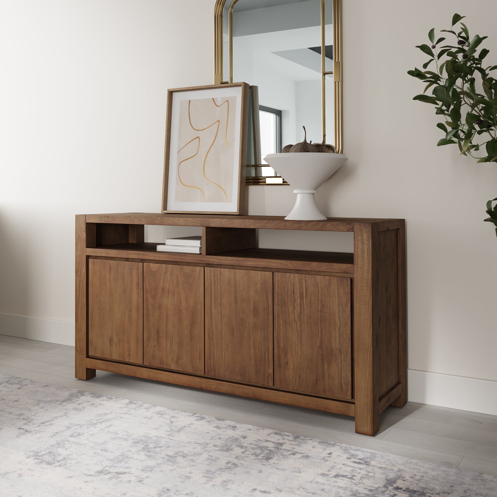 Brownstone Suede 60" Console - Ornate Home