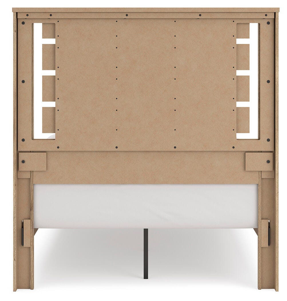 Brozmont Tan Full Panel Platform Bed, Dresser and Mirror - Ornate Home