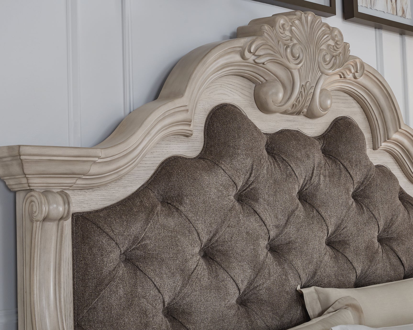 Bruchandi Antique White California King Upholstered Panel Bed - Ornate Home