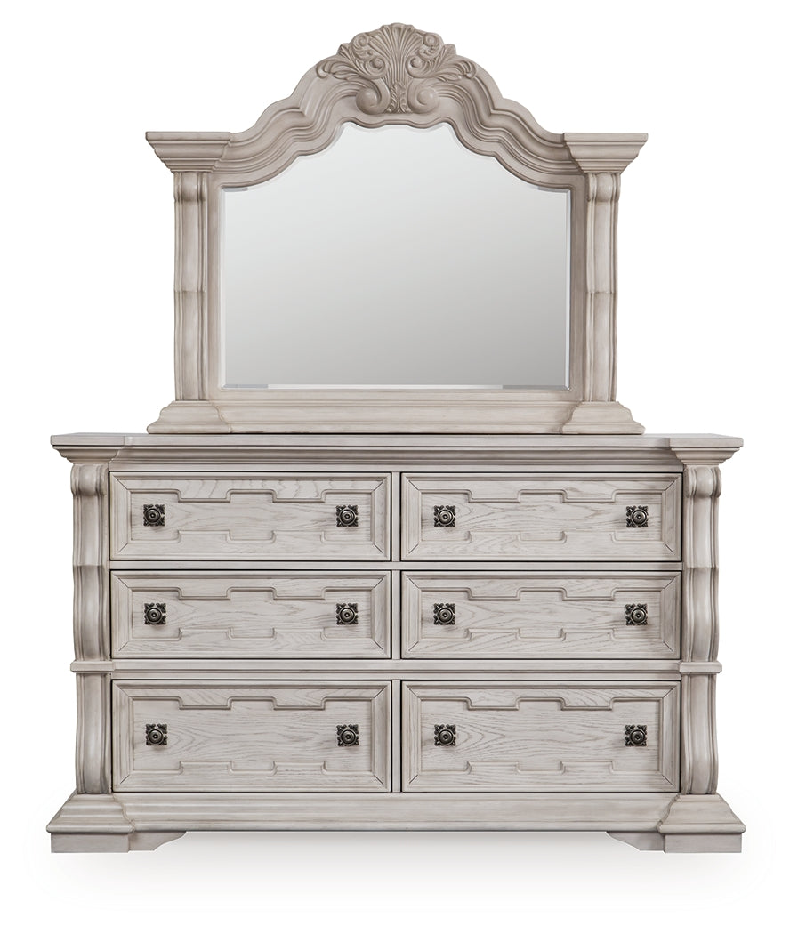 Bruchandi Antique White Dresser and Mirror - Ornate Home