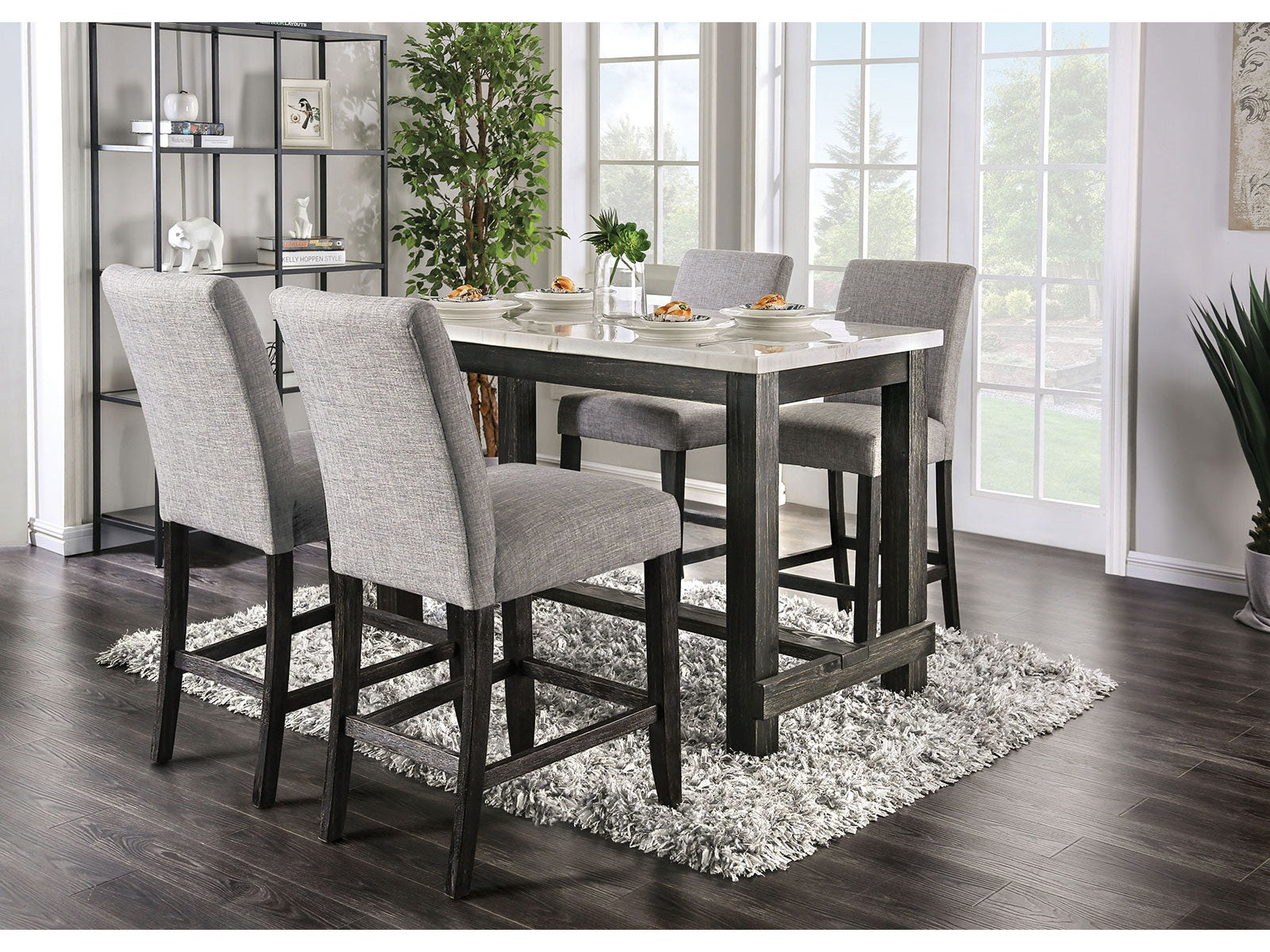 Brule White/Antique Black 5 Pc. Counter Height Dining Room Set - Ornate Home