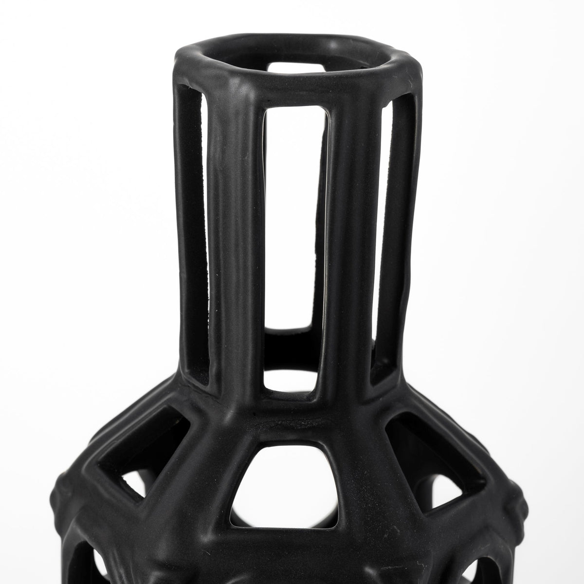 Brunel Black Large Drum-Shaped Ceramic Vase - Ornate Home