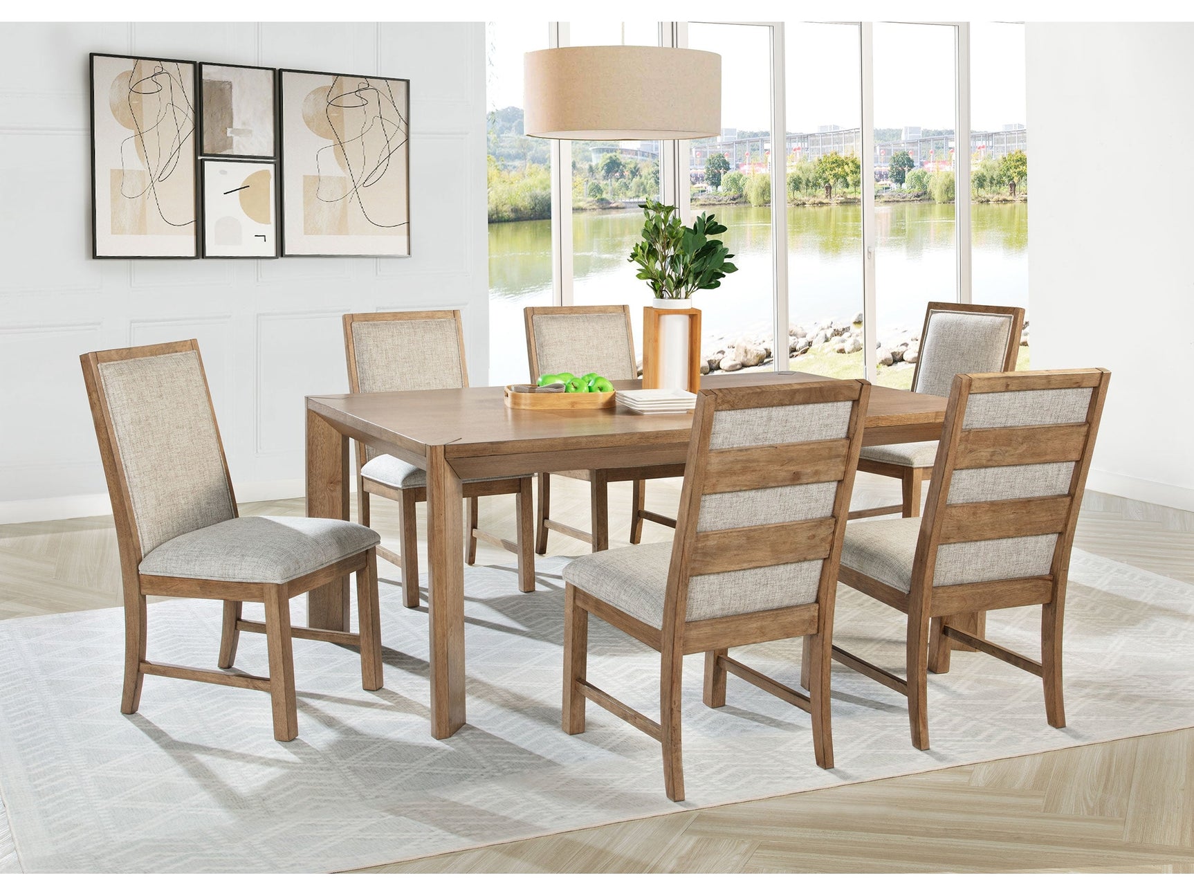 Bruner Natural Brown 7-piece Dining Room Set - Ornate Home