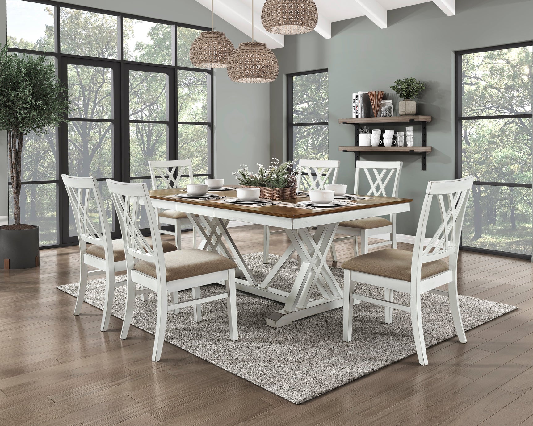 Brunson White/Oak Dining Table - Ornate Home
