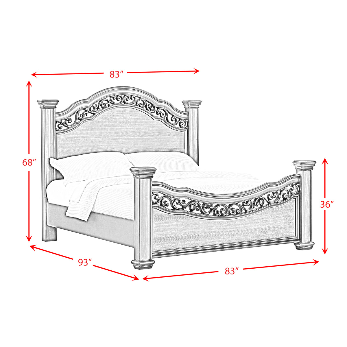 Brunswick Mahogany 5-Piece King Panel Bedroom Set - Ornate Home