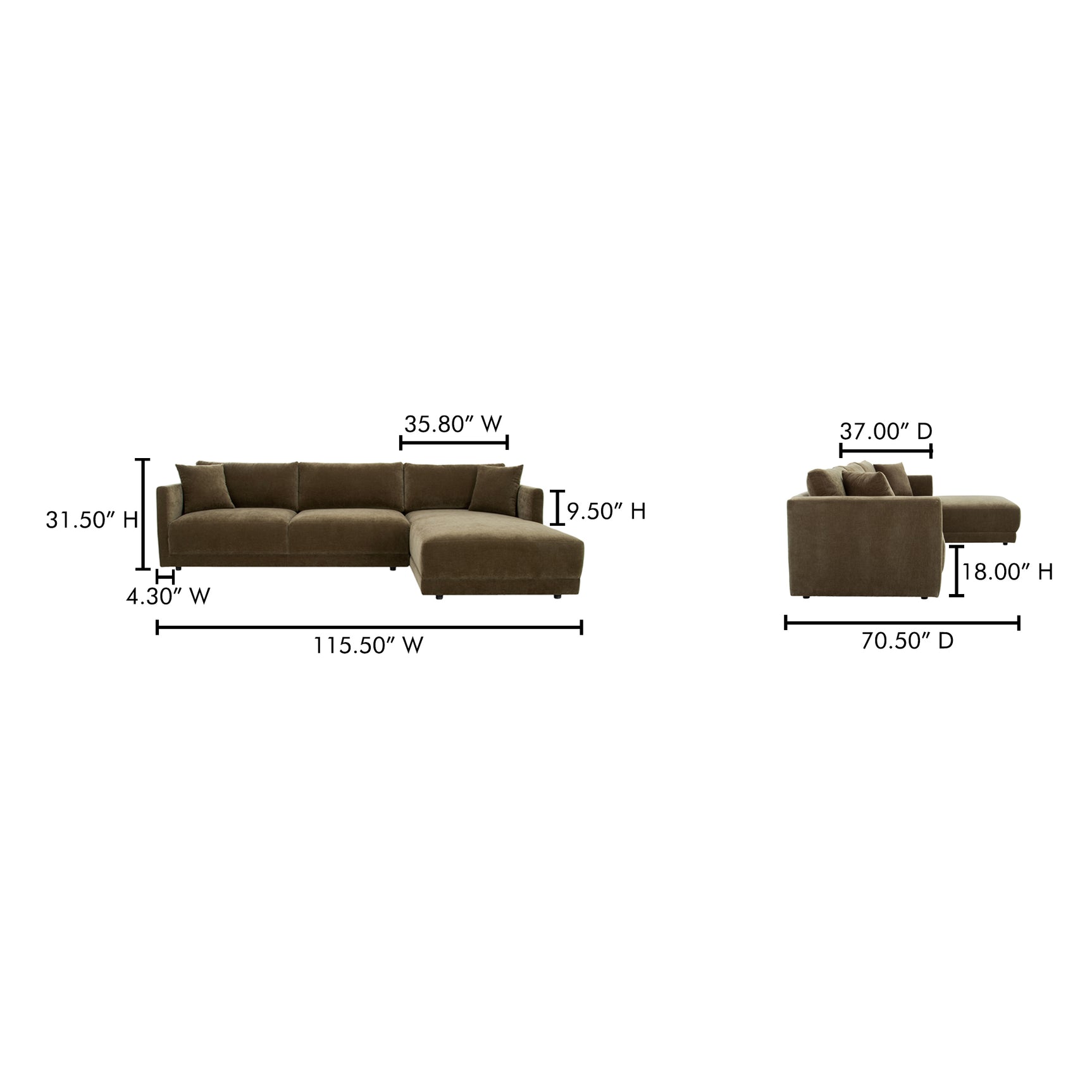 Bryn Cedar Green Right Sectional - Ornate Home