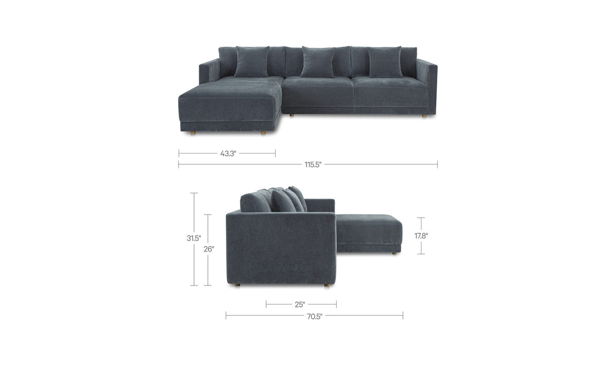 Bryn Slate Blue Left Sectional - Ornate Home