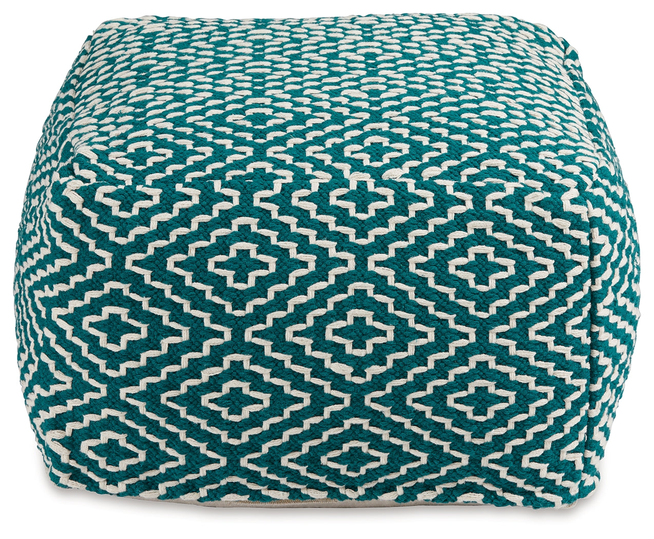 Brynnsen Teal/Ivory Pouf (Online Special Price) - Ornate Home