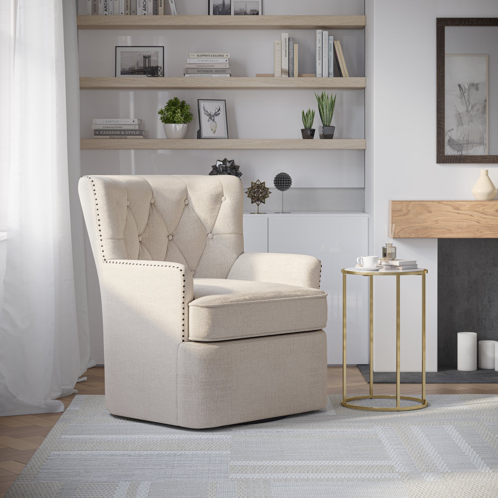 Bryson Oat Swivel Accent Chair - Ornate Home