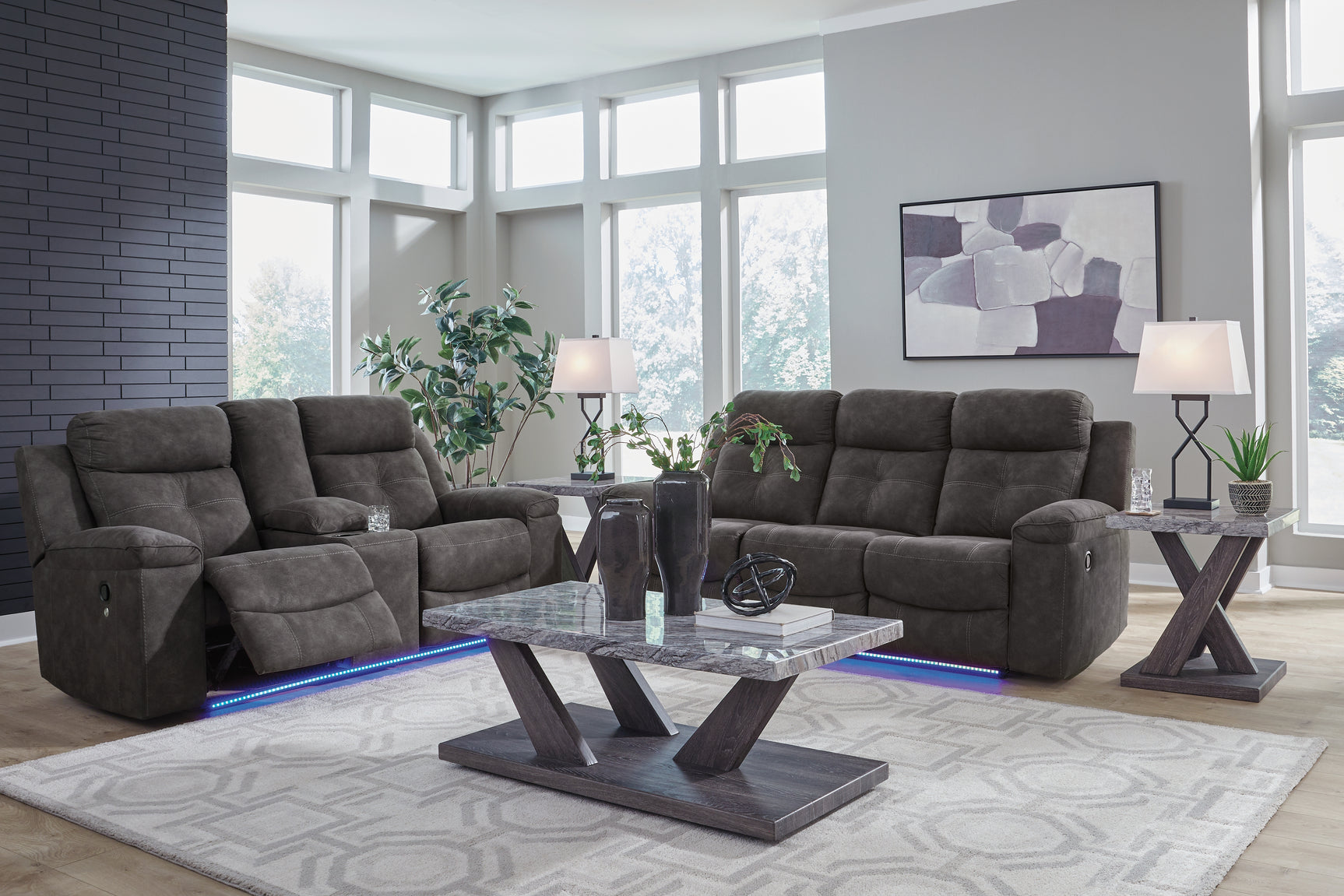 Brysonview Charcoal Reclining Sofa and Loveseat (Online Special Price) - Ornate Home