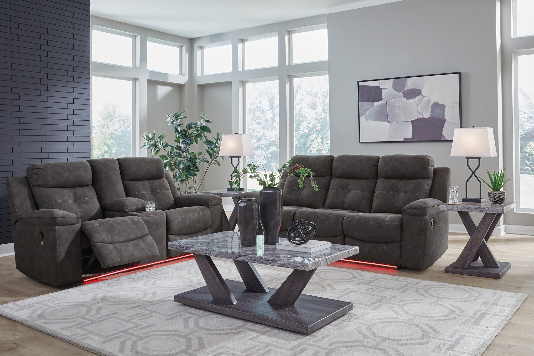 Brysonview Charcoal Reclining Sofa and Loveseat (Online Special Price) - Ornate Home