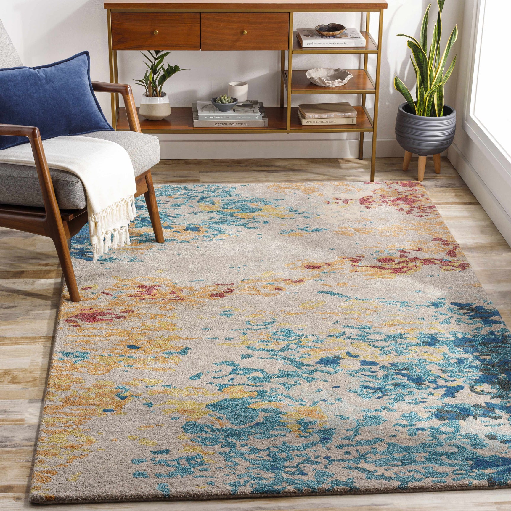 Bualan Stone Pattern Wool Blend Rug - Clearance - Ornate Home