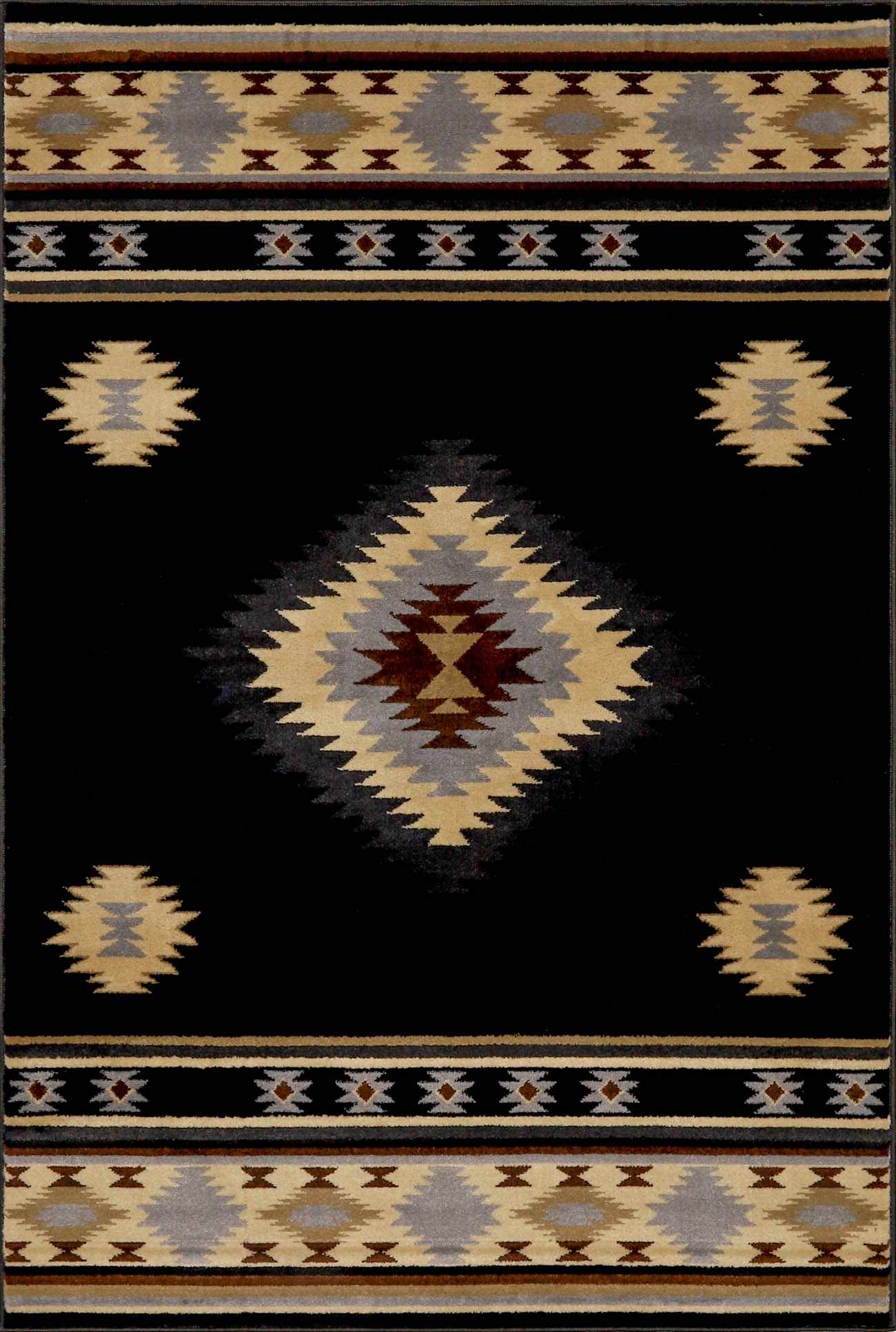 Buckhaven Black Southwestern Area Rug - Ornate Home