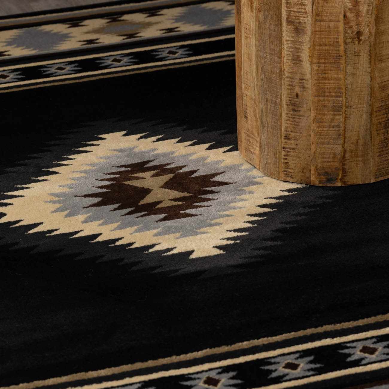 Buckhaven Black Southwestern Area Rug - Ornate Home