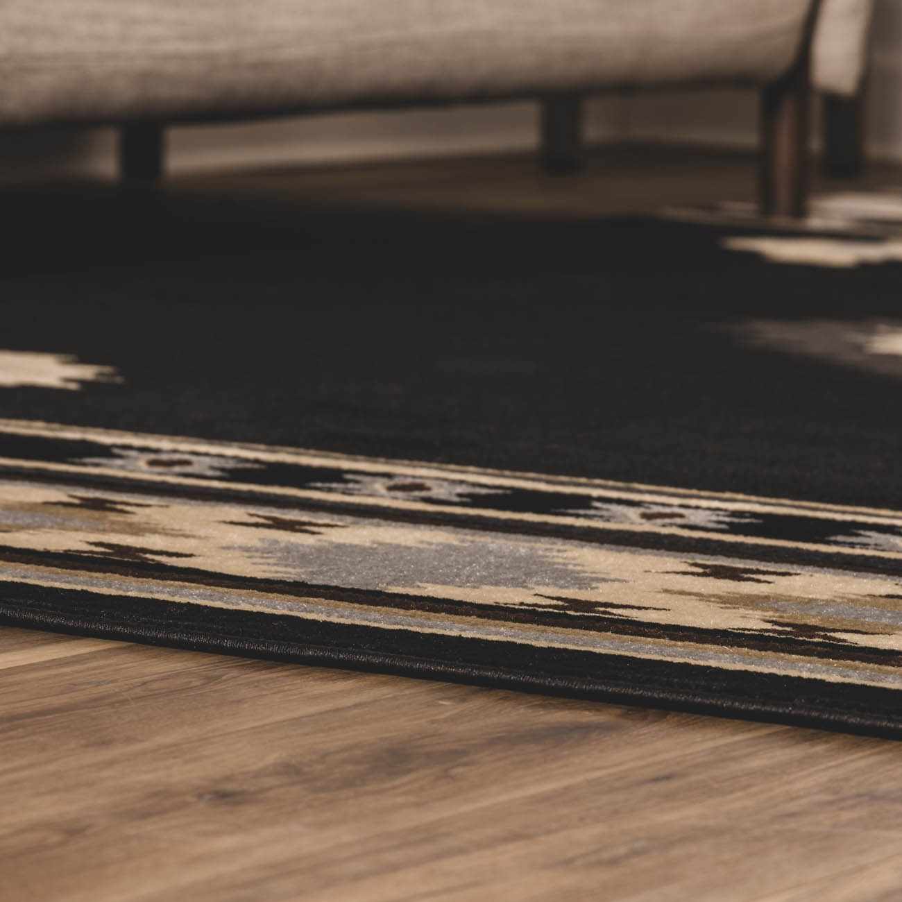 Buckhaven Black Southwestern Area Rug - Ornate Home