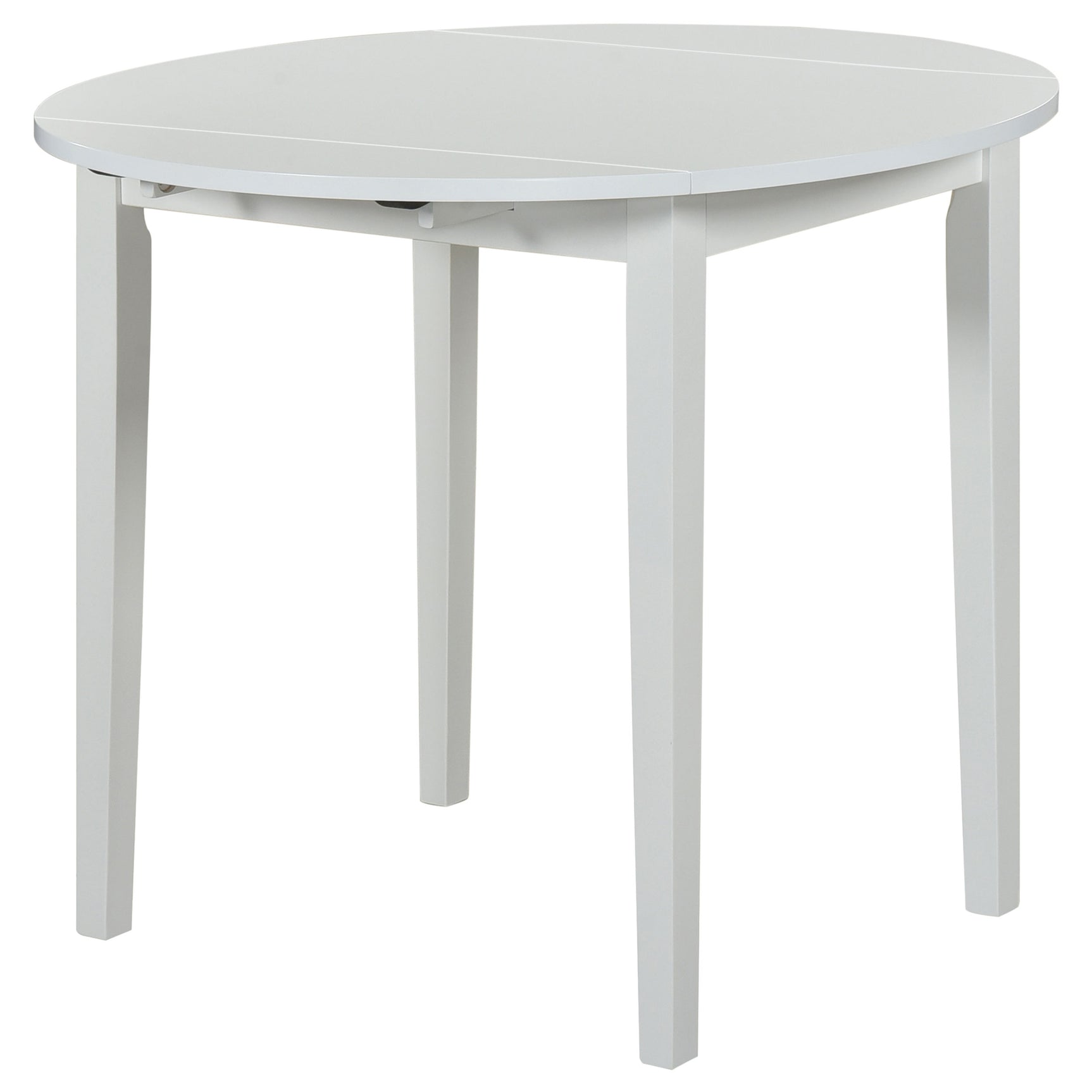 Bucknell White 3-piece Round Drop Leaf Dining Table Set - Ornate Home