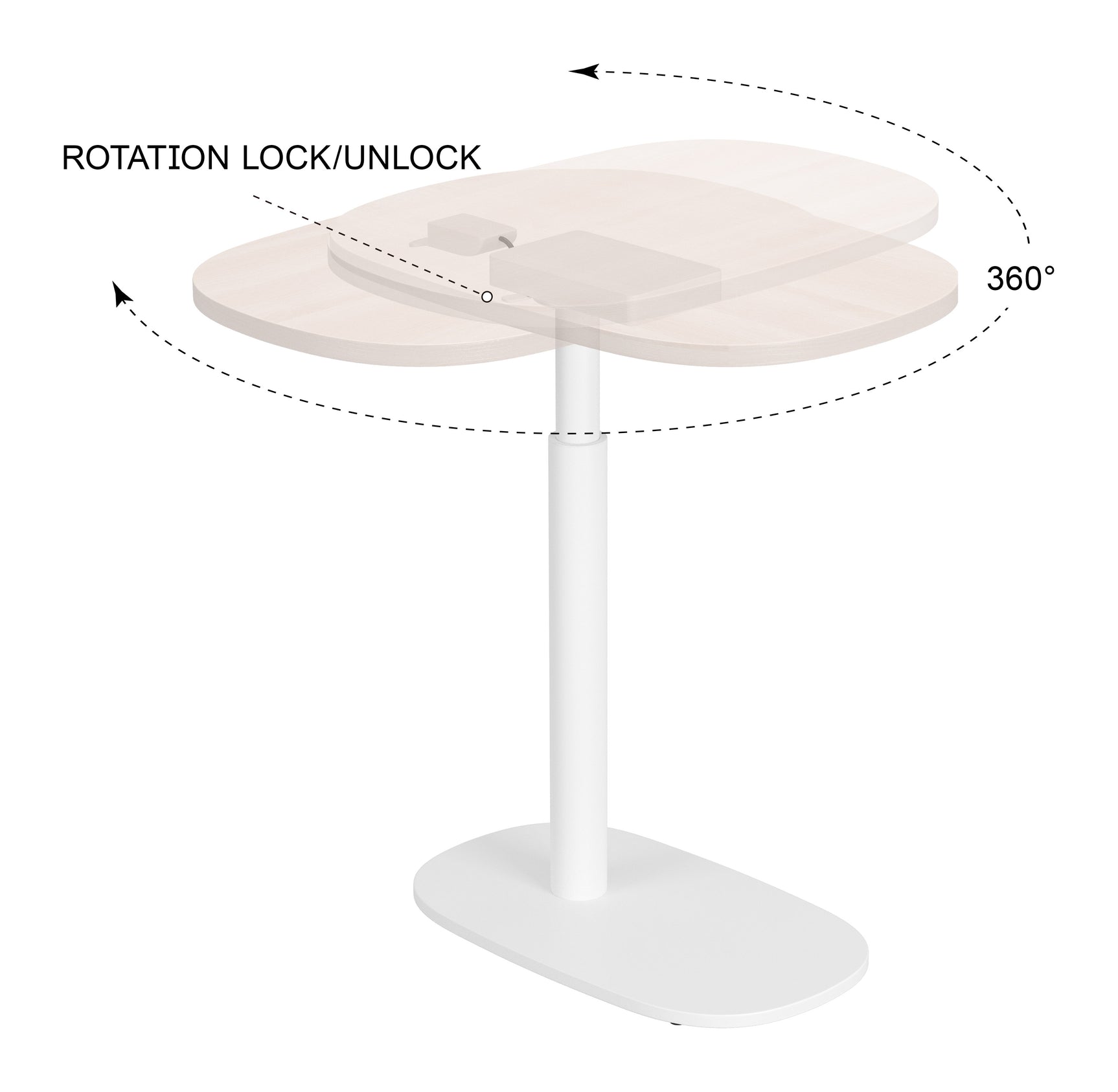 Buddy Natural & White Adjustable Rotating Side Table - Ornate Home