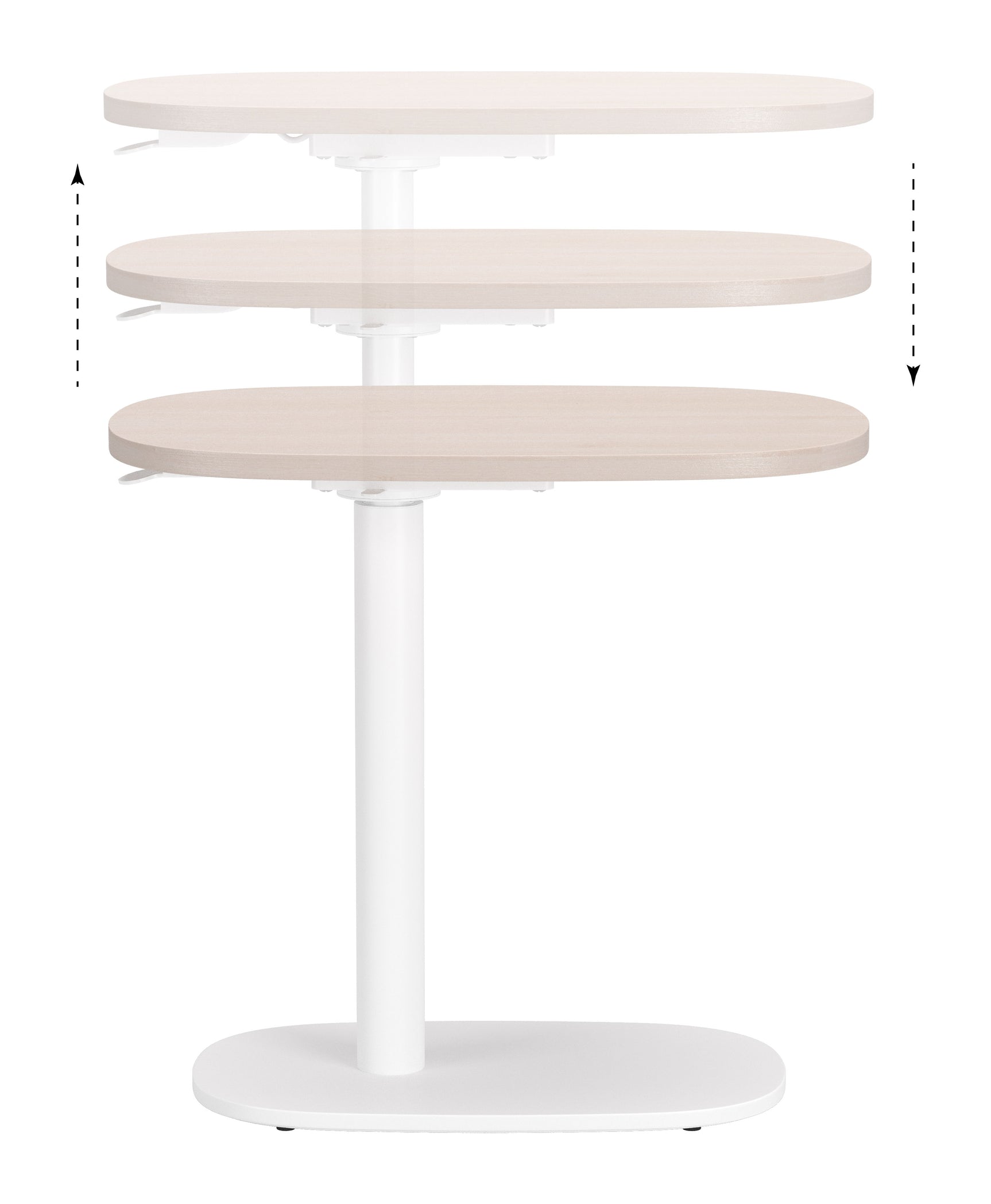 Buddy Natural & White Adjustable Rotating Side Table - Ornate Home