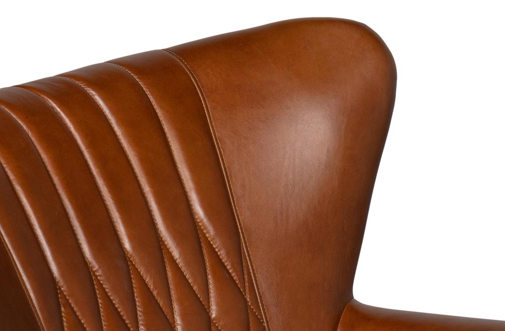 Bugatti Brown Leather Swivel Chair - Ornate Home