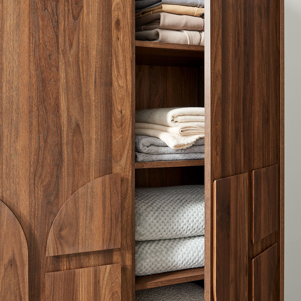 Bulwark Walnut 3-Door Wardrobe Closet - Ornate Home