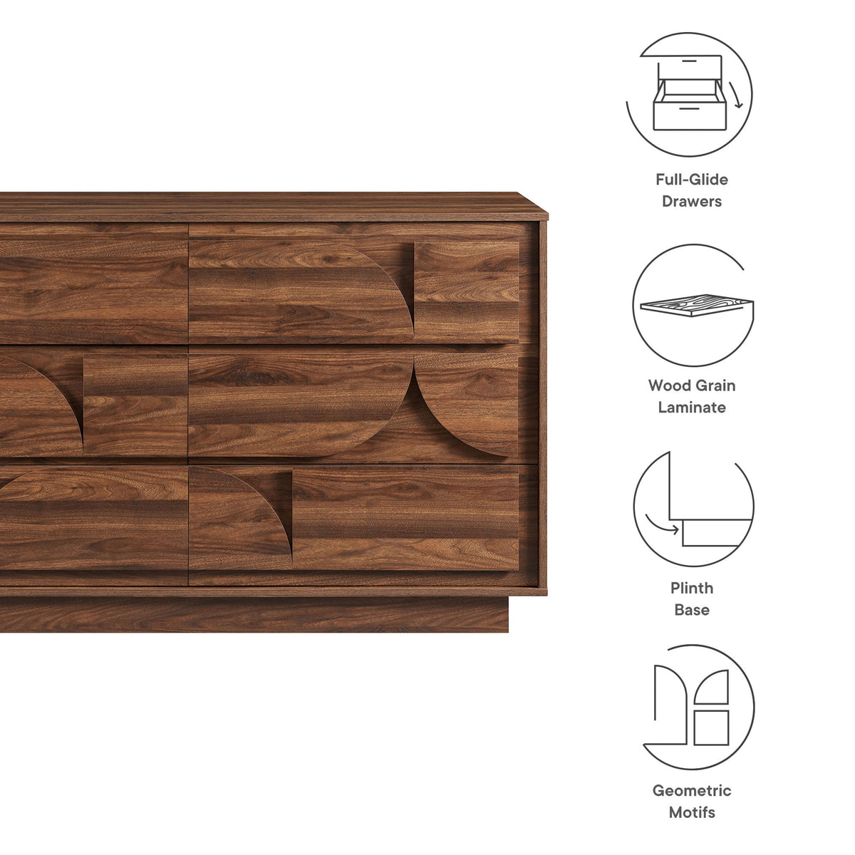 Bulwark Walnut 6-Drawer Dresser - Ornate Home