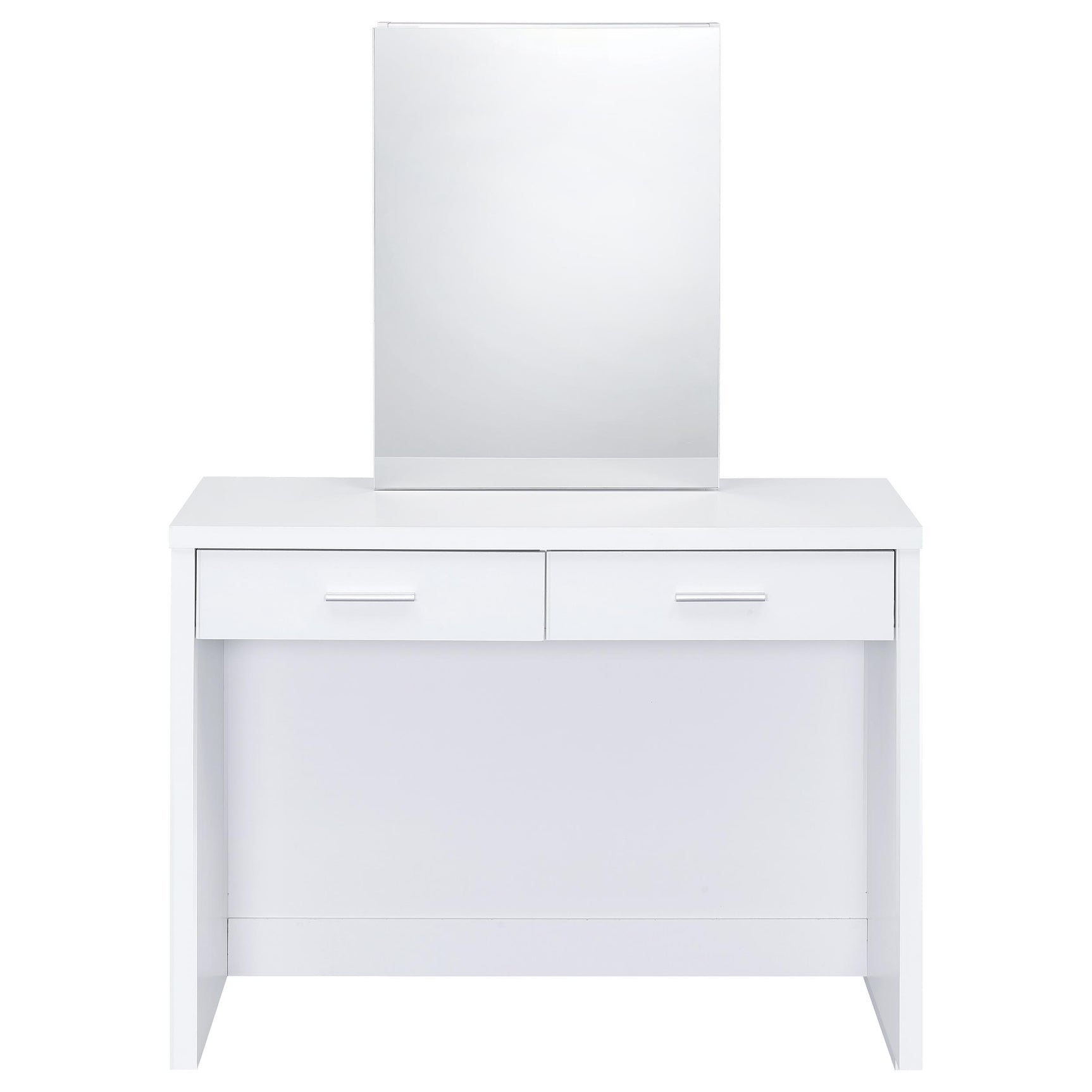 Bunbury White Makeup Vanity Table Set Storage Mirror and Stool - Ornate Home