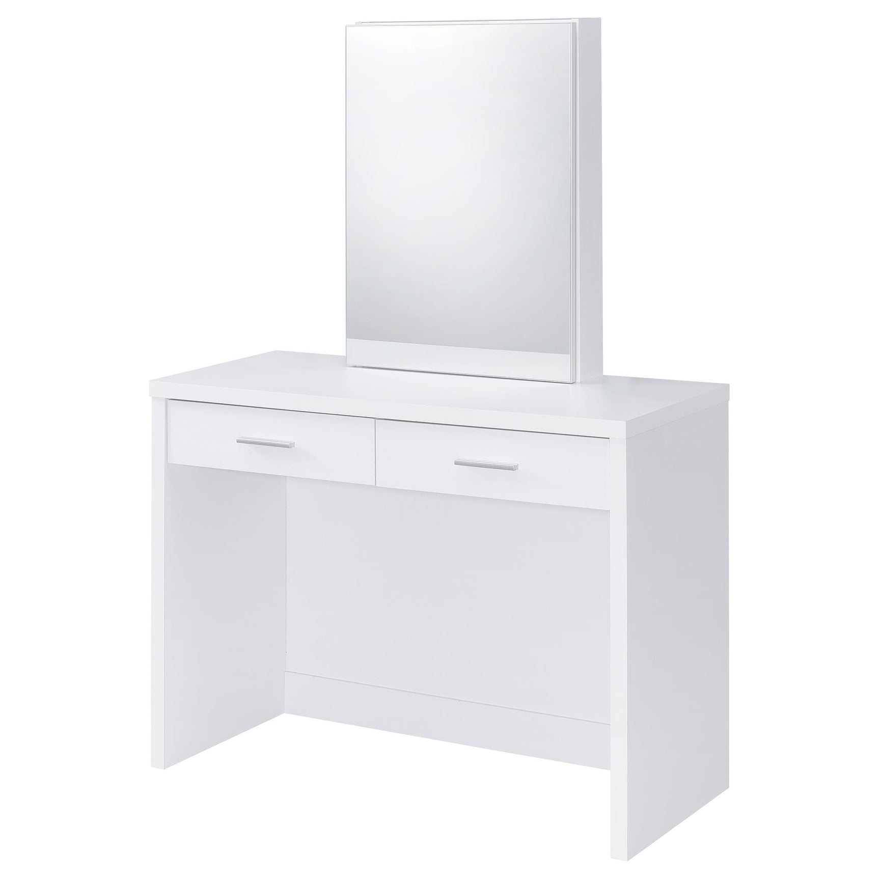 Bunbury White Makeup Vanity Table Set Storage Mirror and Stool - Ornate Home