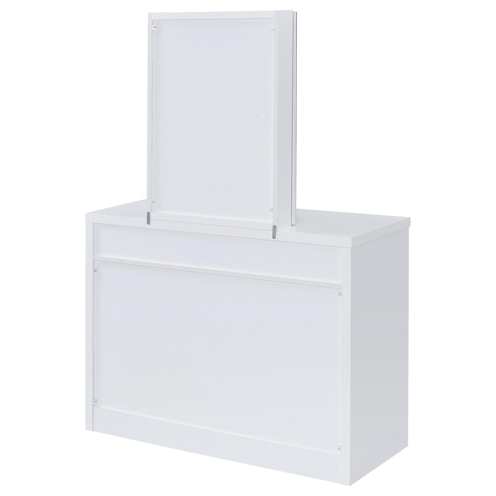 Bunbury White Makeup Vanity Table Set Storage Mirror and Stool - Ornate Home