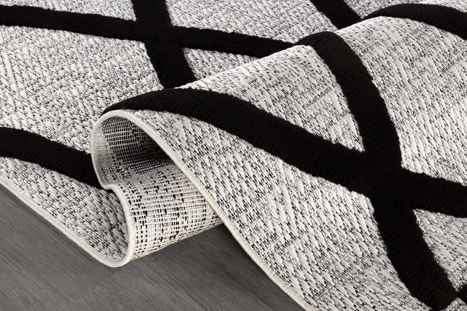 Bunny Black Gray Diamond Pattern Micro Loop Soft Non Shedding Area Rugs - Ornate Home