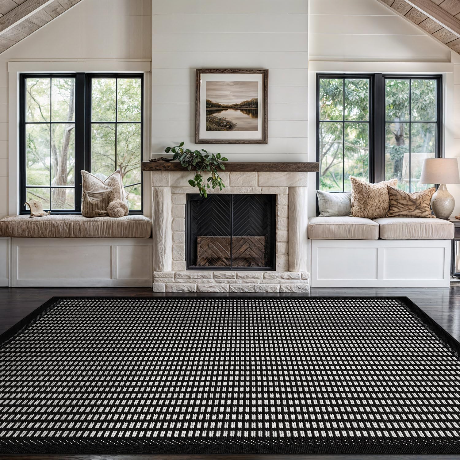 Bunny Black White Geometric Modern Luxury Zebra Micro Loop Soft Non Shedding Area Rugs - Ornate Home