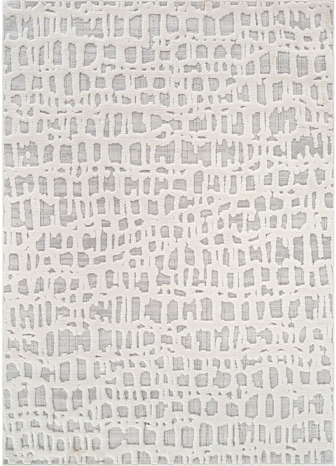 Bunny Gray White Irregular Grid Micro Loop Soft Non Shedding Area Rugs - Ornate Home