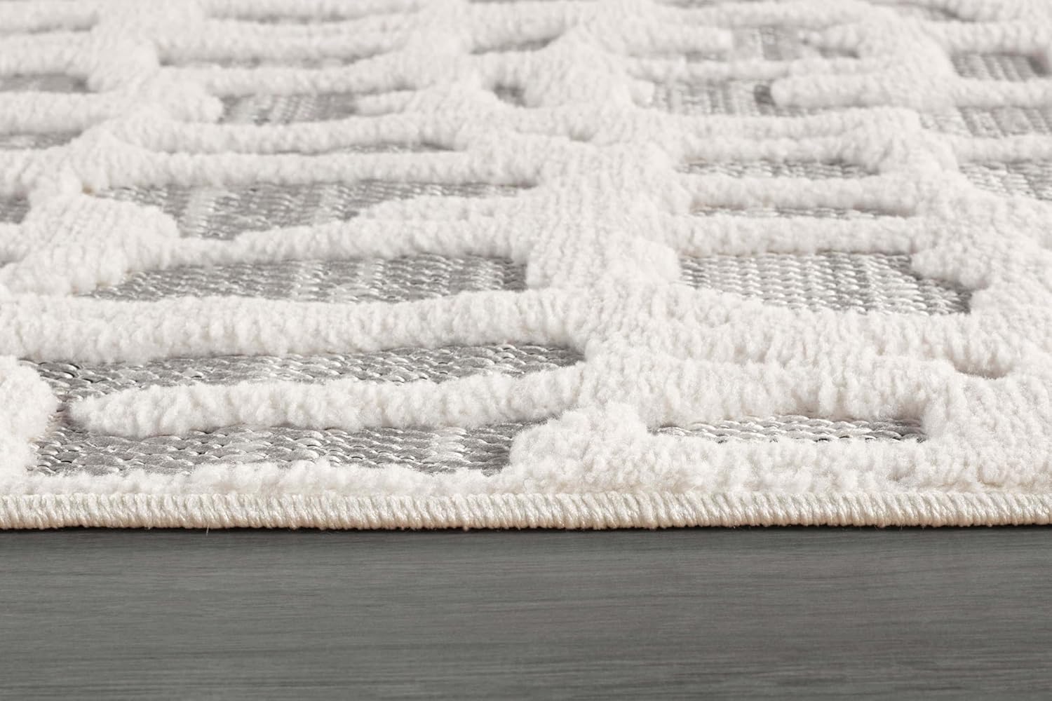 Bunny Gray White Irregular Grid Micro Loop Soft Non Shedding Area Rugs - Ornate Home