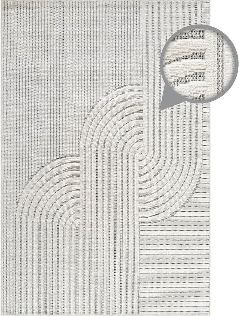 Bunny Gray White Swirl Curved Micro Loop Soft Non Shedding Area Rugs - Ornate Home