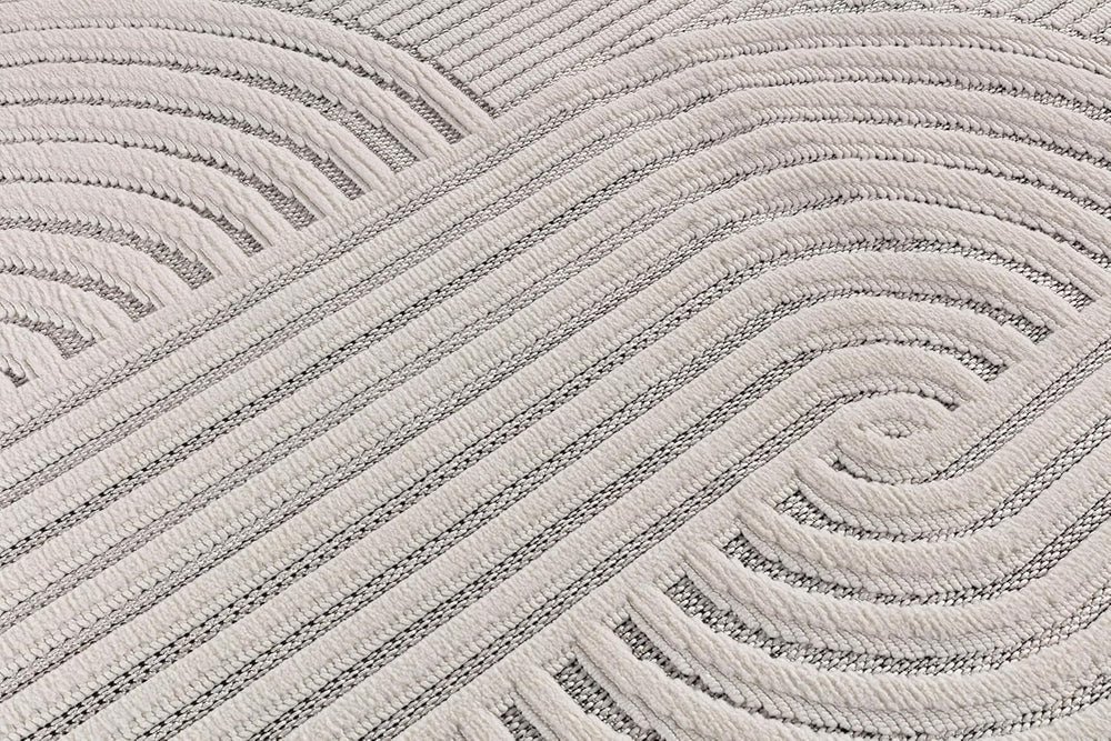 Bunny Gray White Swirl Curved Micro Loop Soft Non Shedding Area Rugs - Ornate Home