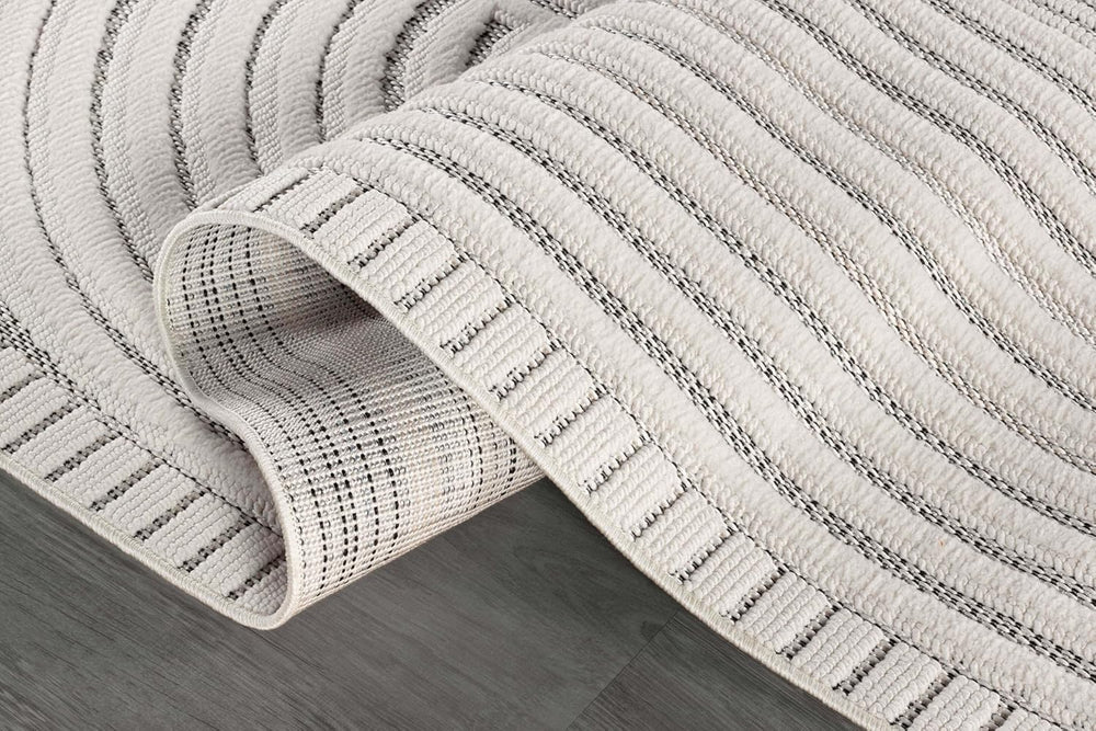 Bunny Gray White Swirl Curved Micro Loop Soft Non Shedding Area Rugs - Ornate Home