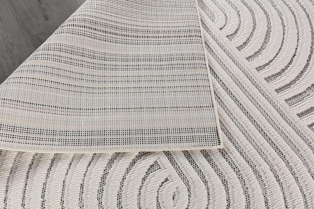 Bunny Gray White Swirl Curved Micro Loop Soft Non Shedding Area Rugs - Ornate Home