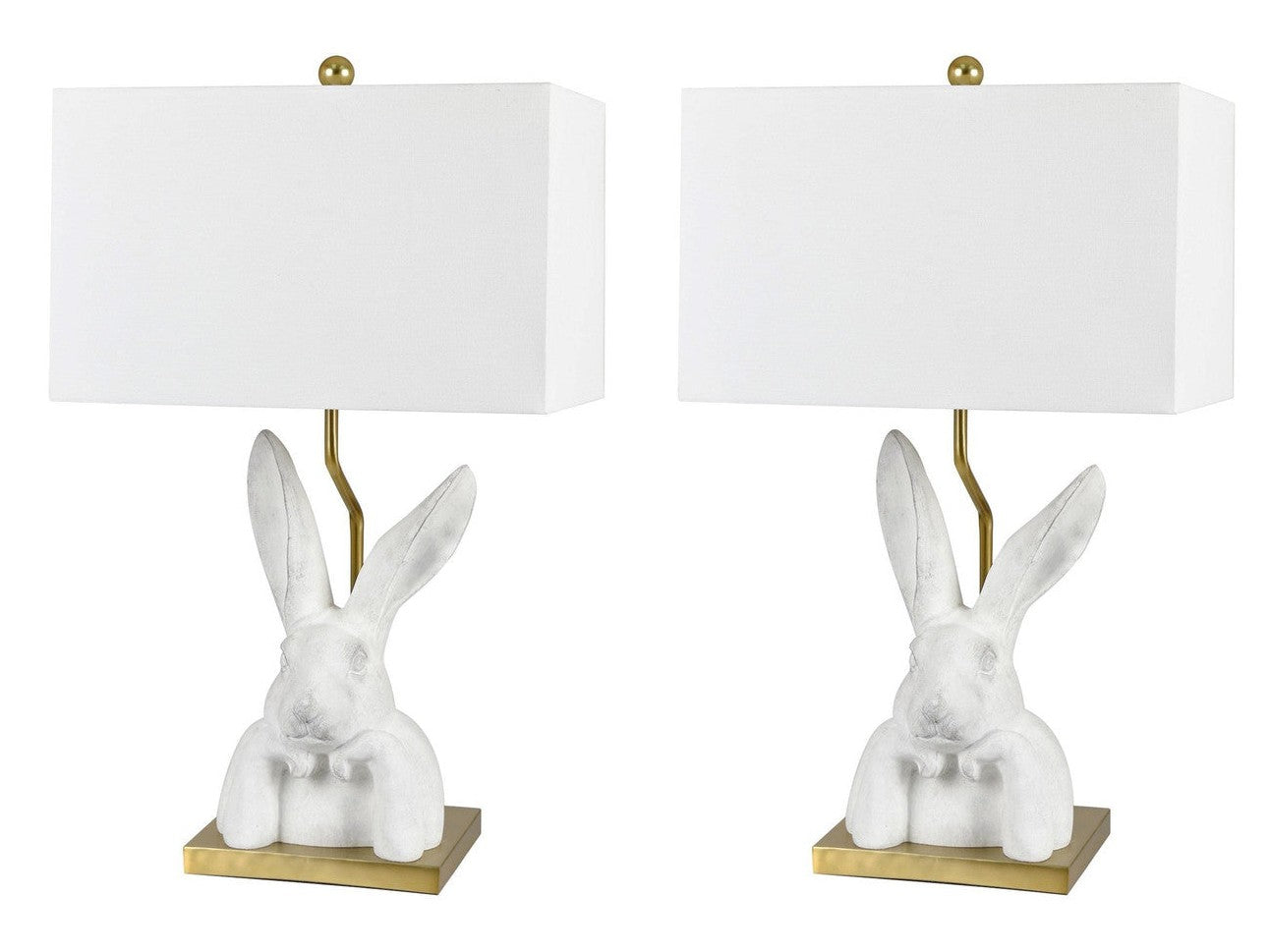 Bunny Love Chalk White/Gold Table Lamp (Set of 2) - Ornate Home