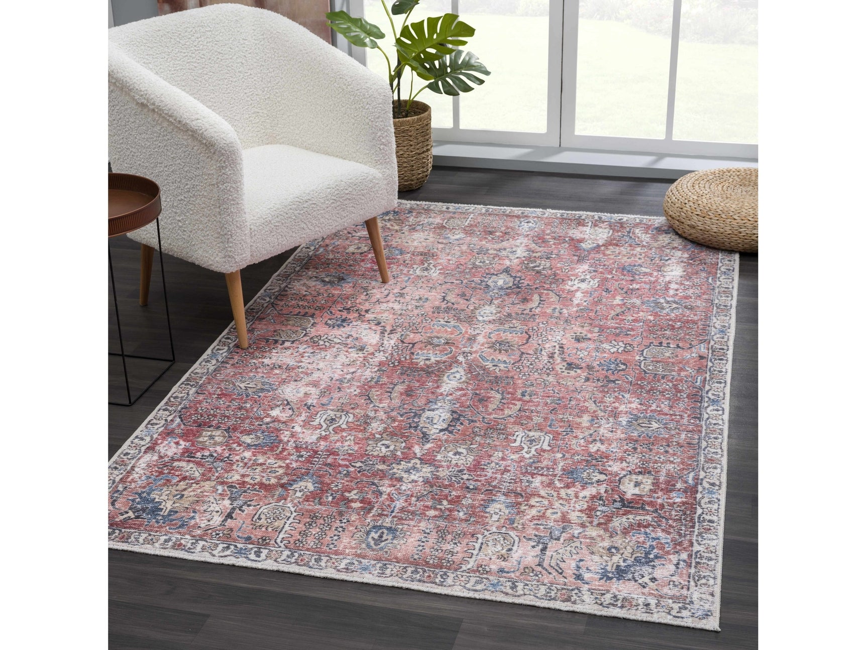 Burgundy Holi-2303 Washable Area Rug - Ornate Home