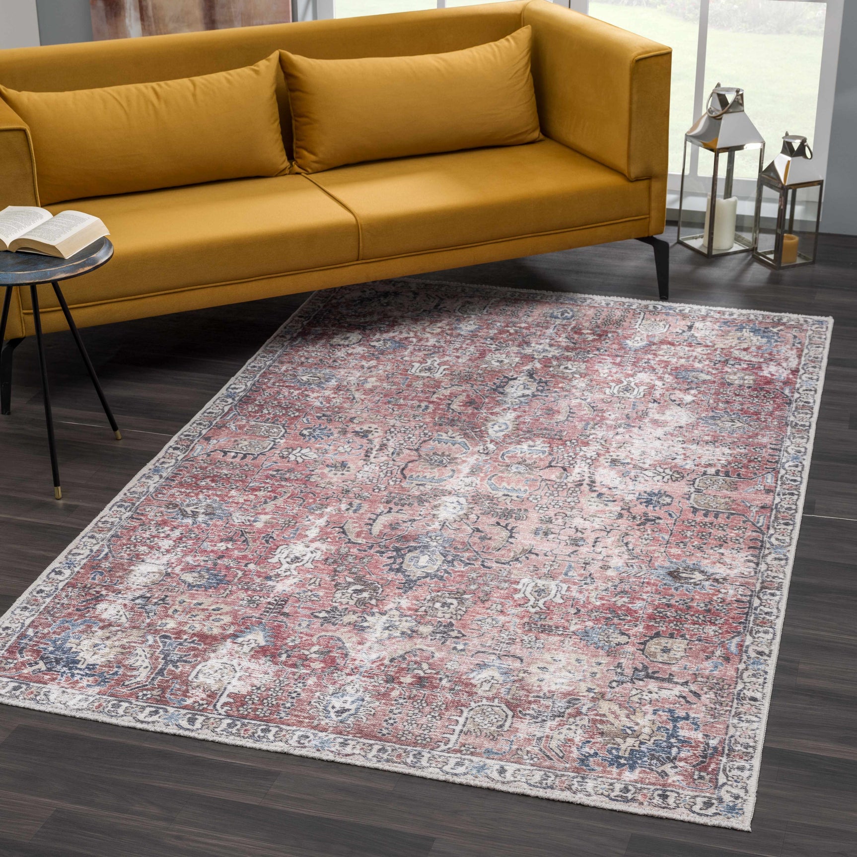 Burgundy Holi-2303 Washable Area Rug - Ornate Home