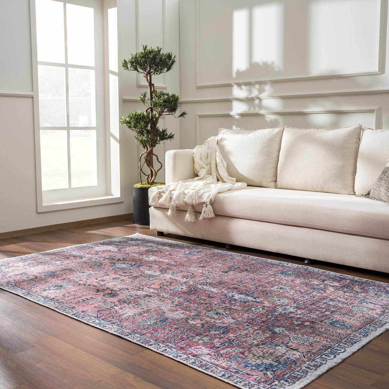 Burgundy Holi-2303 Washable Area Rug - Ornate Home
