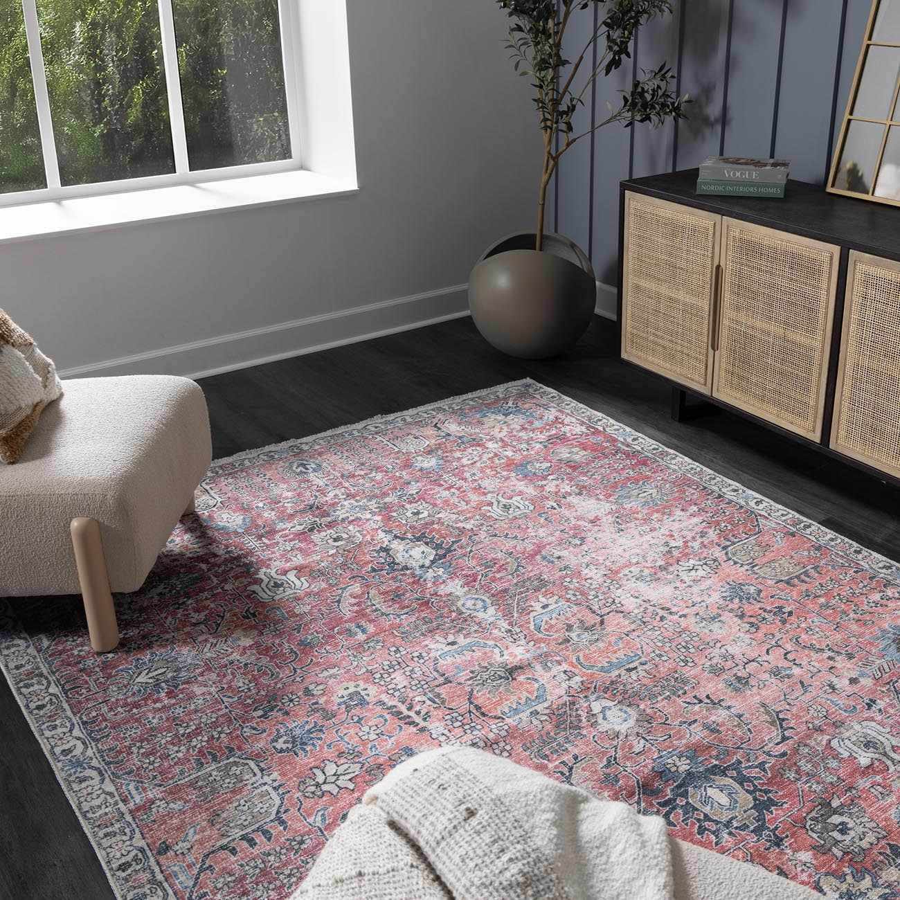 Burgundy Holi-2303 Washable Area Rug - Ornate Home