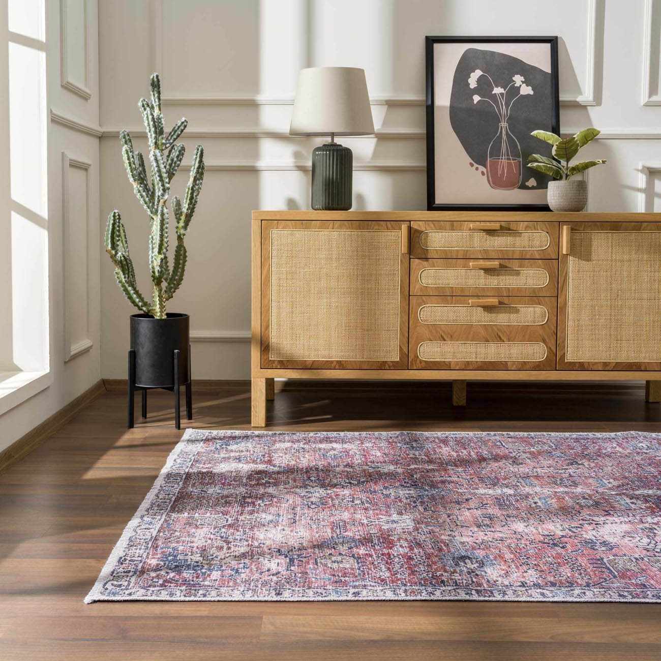 Burgundy Holi-2303 Washable Area Rug - Ornate Home