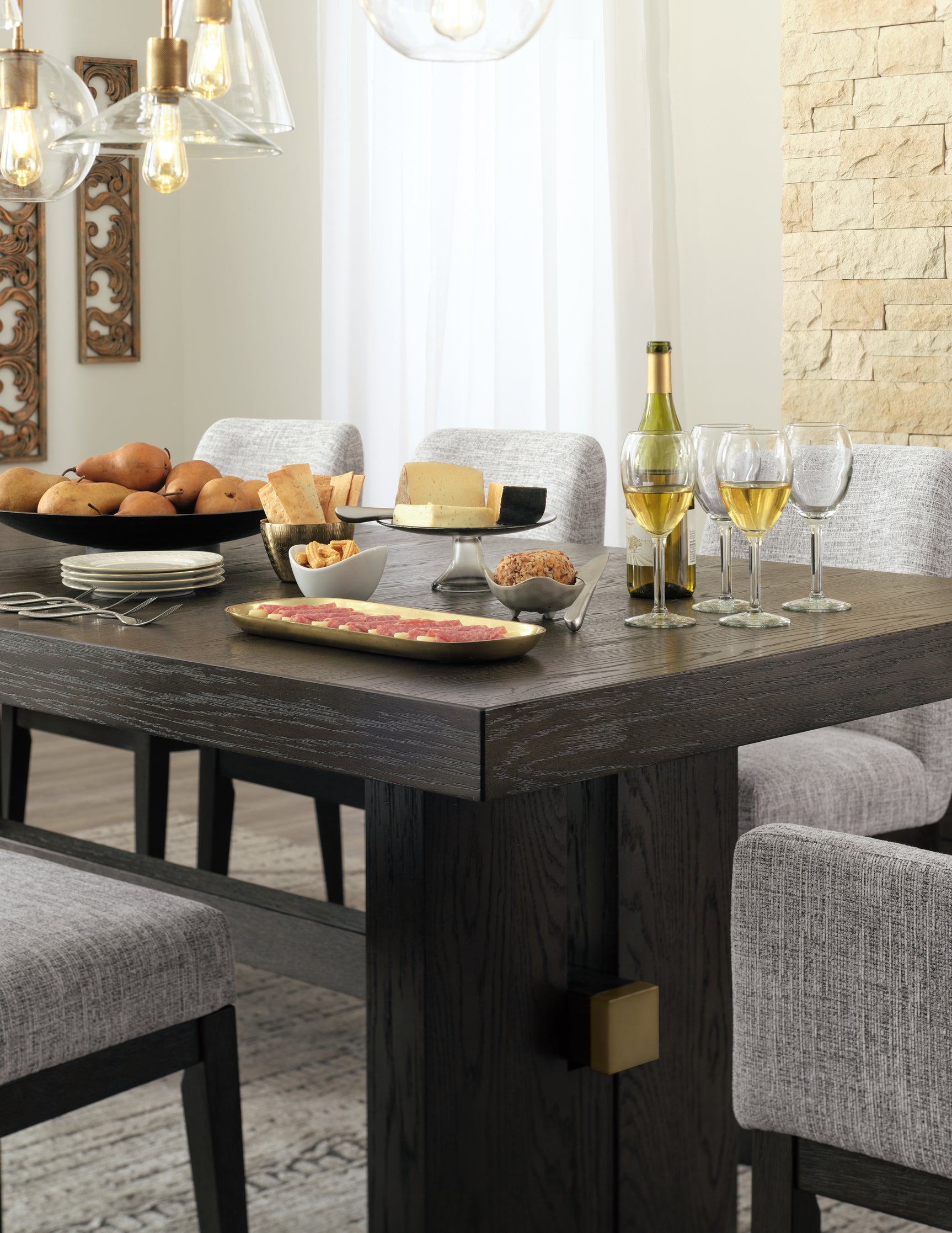 Burkhaus Beige/Dark Brown Dining Table and 4 Chairs (Online Special Price) - Ornate Home