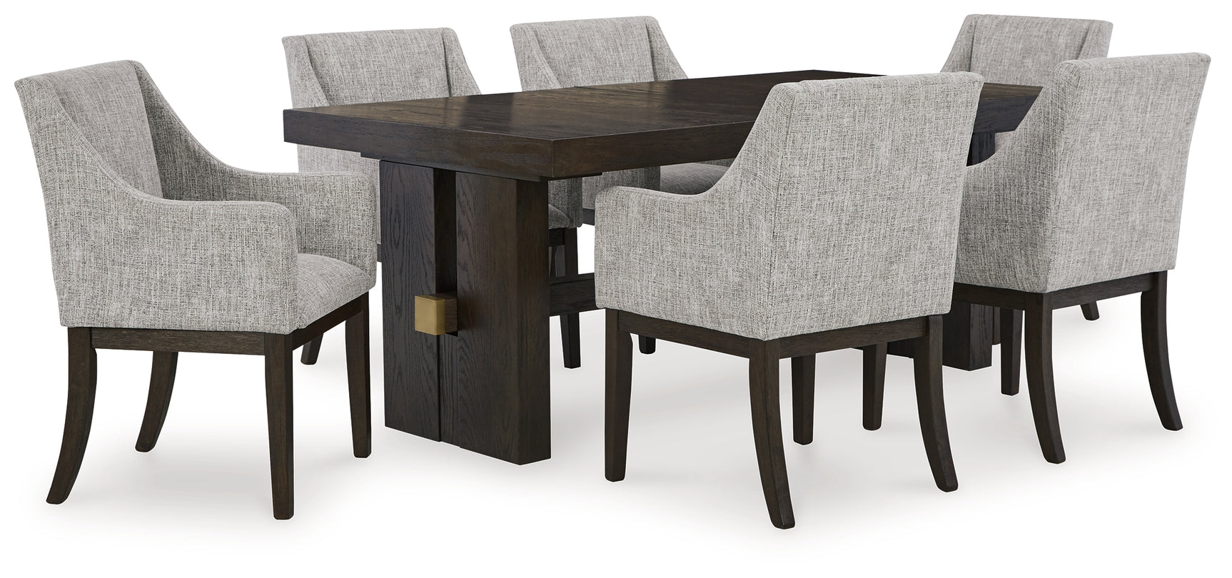 Burkhaus Beige/Dark Brown Dining Table and 6 Chairs (Online Special Price) - Ornate Home