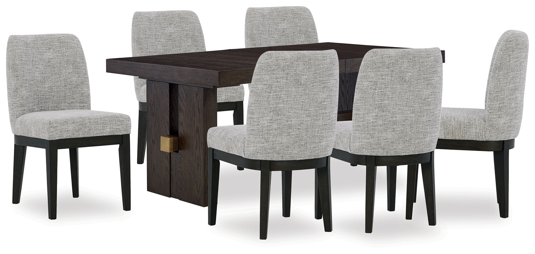 Burkhaus Beige/Dark Brown Dining Table with 6 Chairs - Ornate Home