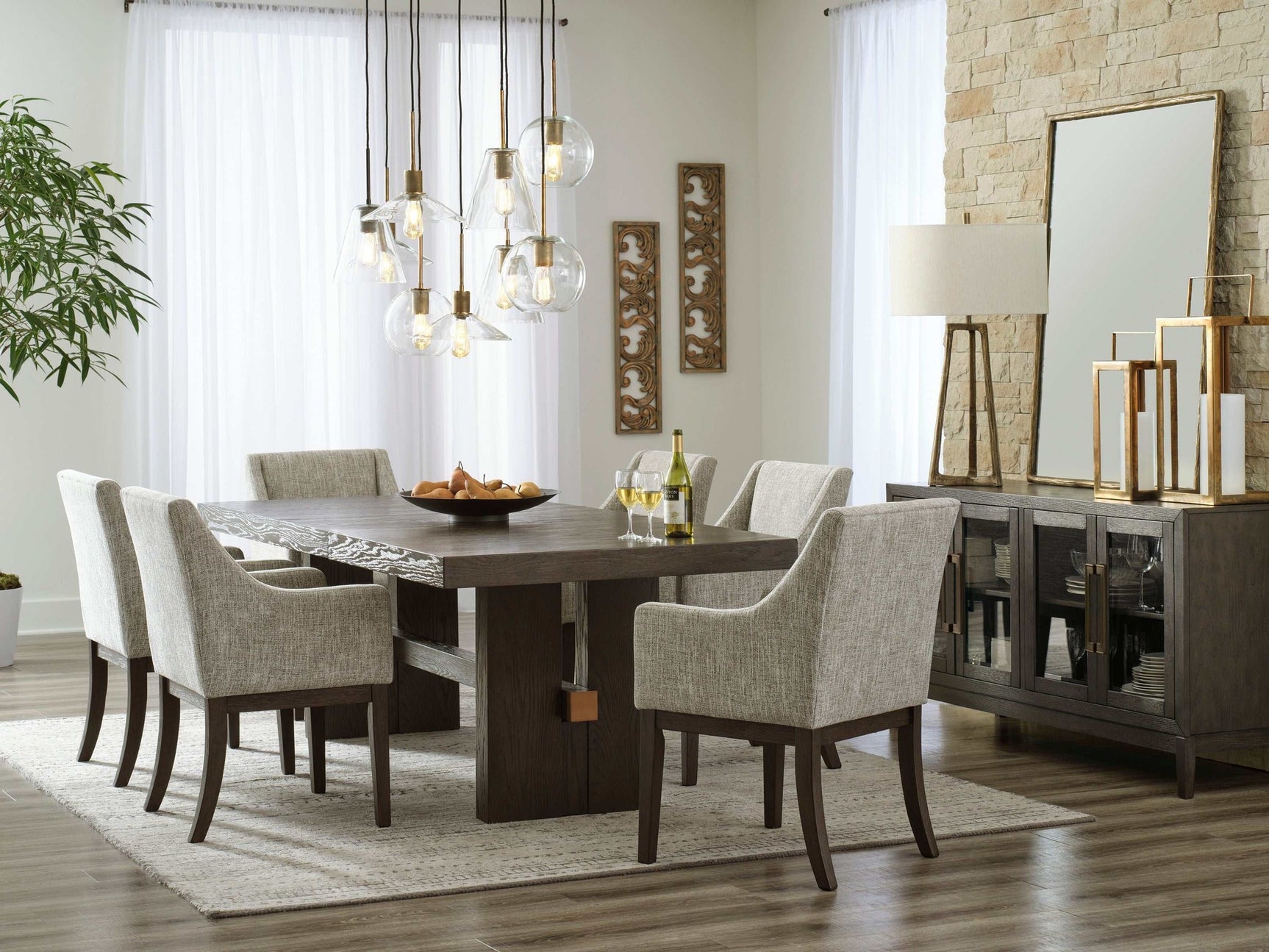 Burkhaus Dark Brown Dining Room Set / 8pc (Online Special Price) - Ornate Home