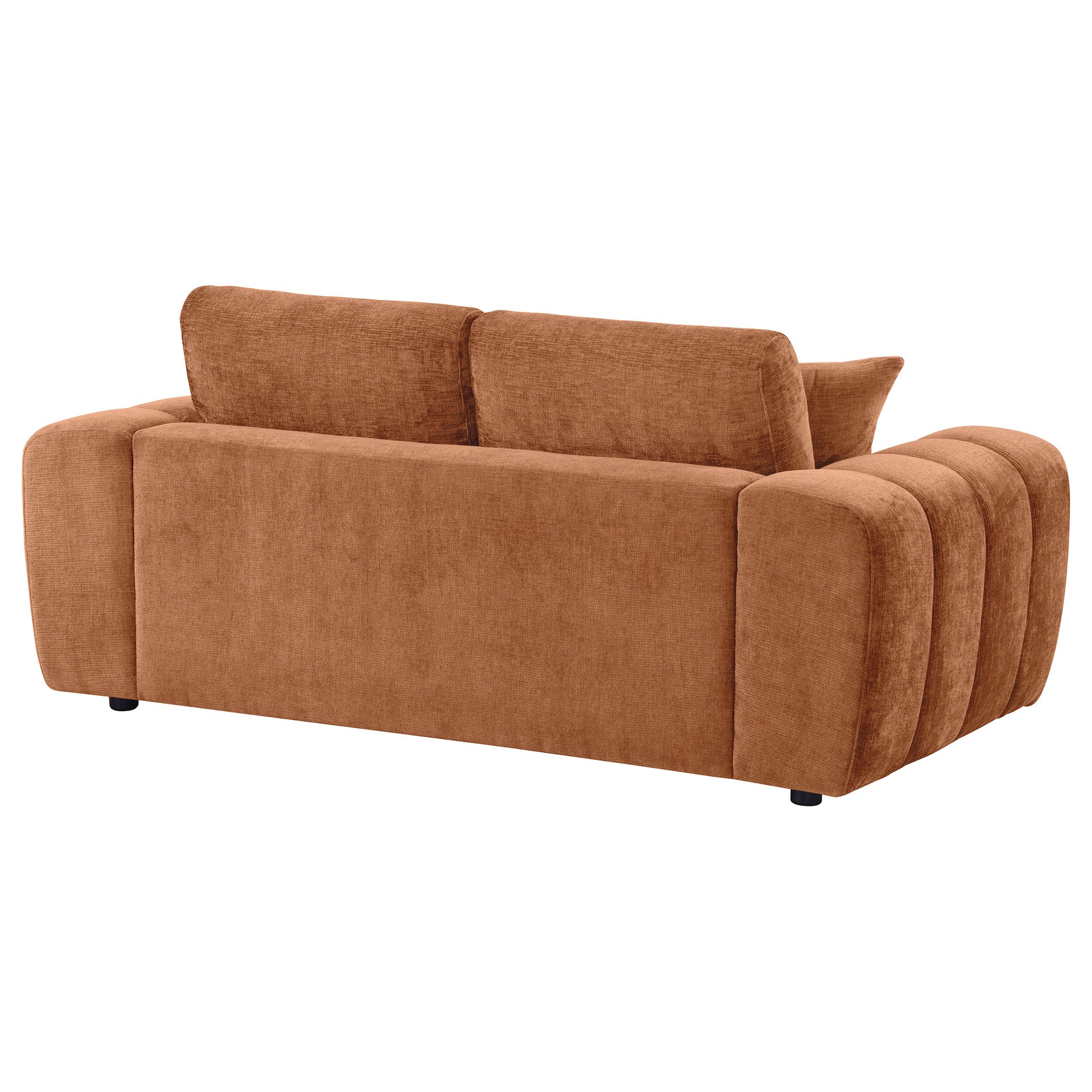 Burnett Burnt Orange Chenille Upholstered Wide Arm Loveseat - Ornate Home